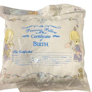 Vintage Precious Moments Keepsake Birth Certificate Pillow 10x12 NEW 2002